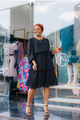 Elegant black skater dress